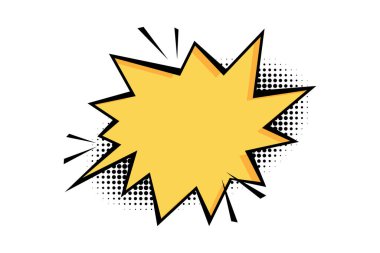 Çizgi roman metni sohbet baloncuğu patlaması popüler sanat tarzı. Yarım ton gölgeli Yıldız patlaması komik metin konuşması