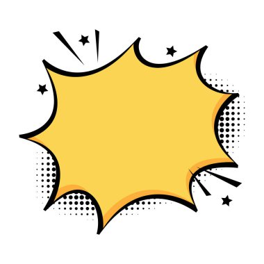 Çizgi roman metni sohbet baloncuğu patlaması popüler sanat tarzı. Yarım ton gölgeli Yıldız patlaması komik metin konuşması
