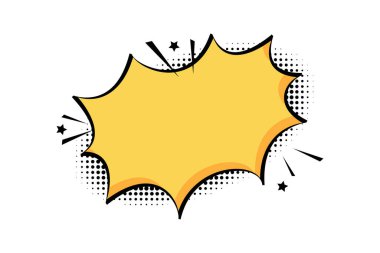 Çizgi roman metni sohbet baloncuğu patlaması popüler sanat tarzı. Yarım ton gölgeli Yıldız patlaması komik metin konuşması