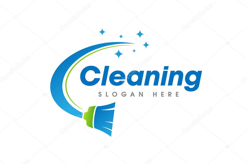 Cleaning Service Business Logo Symbol Icon Design. Abstract broom or sweep vector icon symbol