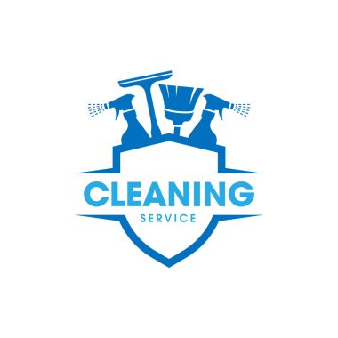 Creative Cleaning Service logosu kalkan ambleminde izole edildi