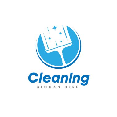 Temizlik servisi logosu. Pencere cam temizleme vektör logosu