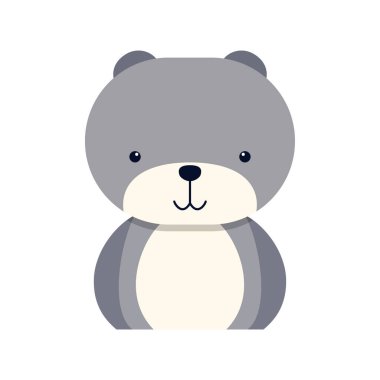 Sevimli ayı hayvan çıkartması. Sevimli hayvan suratlı karikatür vektör çizimi