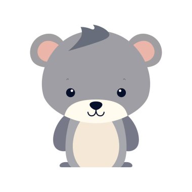 Sevimli ayı hayvan çıkartması. Sevimli hayvan suratlı karikatür vektör çizimi