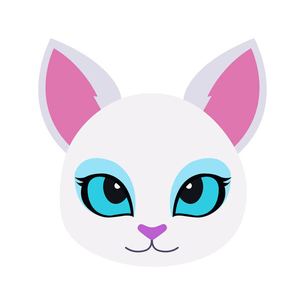 Cute Cat Head Cartoon Vector Illustration. Cat face avatar illustration design