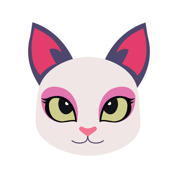 Cute Cat Head Cartoon Vector Illustration. Cat face avatar illustration design