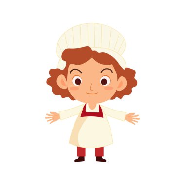 Çocuklar vektör illüstrasyon pişirir. Küçük şef vektör çizimi