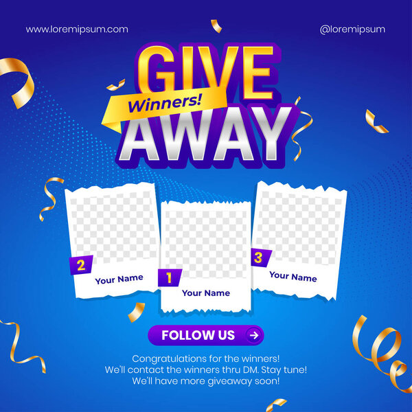 Шаблон объявления победителя объявления в социальных сетях