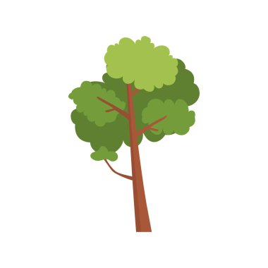 Yeşil ağaç çizimi. Tek yeşil ağaç. Soyut çizgi film ağacı.