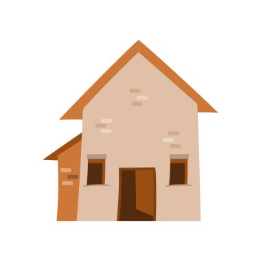 Karikatür biçiminde tuğla ev vektör tasarımı çizimi
