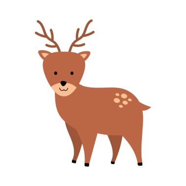 karikatür tarzında geyik hayvan sonbahar vektör çizimi
