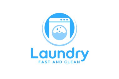 Çamaşır logosu tasarım şablonu. Çamaşır makinesi simgesi çamaşır servisi logosu