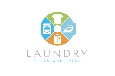 Çamaşır logosu tasarım şablonu. Çamaşır servisi logosu için yaratıcı çamaşır makinesi kavramı