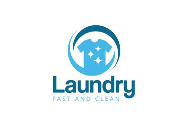 Çamaşır logosu tasarım şablonu. Hızlı ve temiz çamaşır servisi logosu için yaratıcı logo