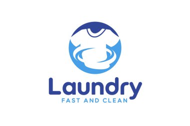 Çamaşır logosu tasarım şablonu. Hızlı ve temiz çamaşır servisi logosu için yaratıcı logo