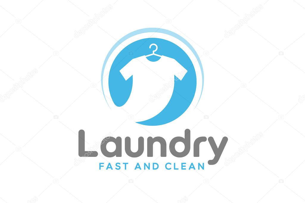 Laundry logo design template. Washing clothes icon design for laundry logo