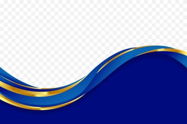 Dipnot başlığı arkaplanı için mavi ve altın eğri dalgalı vektör kenarı. Sertifika, broşür, antet, afiş vs. için elverişli