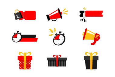 Terfi ve İndirimli Simge Paketi. Satış Kampanyaları Etiketleri