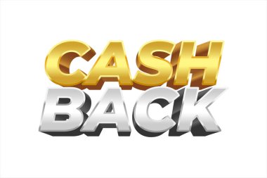 Tasarruf ve geri ödemeleri teşvik eden altın ve gümüş harfli nakit vektör metin etiketi