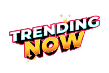 Renkli trend şimdi metin etiketi grafik ögesi, pazarlama kampanyaları için ideal