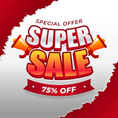 Özel teklif süper satış afiş şablonu megafonlarla, promosyon kampanyaları için ideal