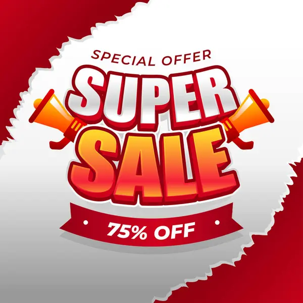 Özel teklif süper satış afiş şablonu megafonlarla, promosyon kampanyaları için ideal