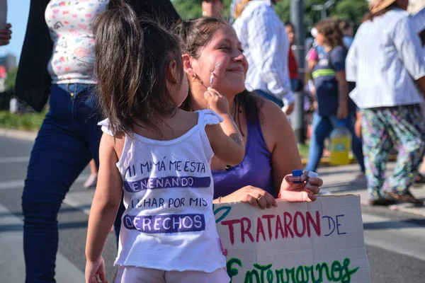 Buenos Aires Argentina March 2023 International Feminist Strike Toddler Makes — Stock Photo, Image