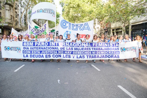 Buenos Aires Argentyna Marca 2023 Międzynarodowy Strajk Feministyczny Międzynarodowy Dzień — Zdjęcie stockowe