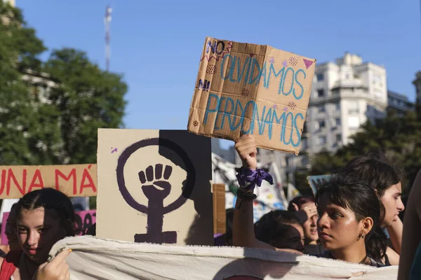 Buenos Aires Argentine Mars 2022 Journée Internationale Femme Affiches Une — Photo