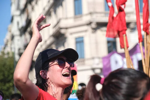 Buenos Aires Αργεντινή Μαρτίου 2023 Διεθνής Φεμινιστική Απεργία Νεαρή Γυναίκα — Φωτογραφία Αρχείου
