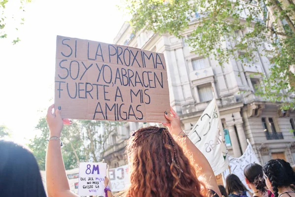Μπουένος Άιρες Αργεντινή Μαρτίου 2023 Διεθνής Φεμινιστική Απεργία Μια Αγνώριστη — Φωτογραφία Αρχείου