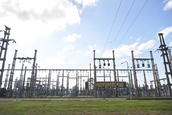 stock image June 1, Cordoba, Argentina: Electric power transformation, switching and distribution station.