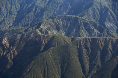 Chicamocha Kanyonu 'ndaki dağların dokusunun ayrıntıları Santander, Kolombiya' daki dağlık And bölgesi..