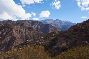 Dağlık arazi, Arjantin 'in Mendoza kentindeki Potrerillos Andean bölgesinde dağ manzarası