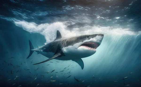 Great white shark underwater ocean sea, aquatic animals