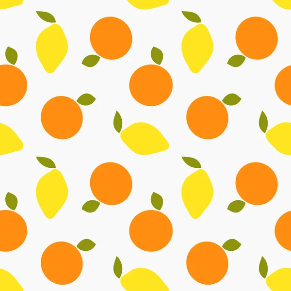 オレンジとレモンの果物のシームレスなパターン ベクターイラスト — ストックベクタ