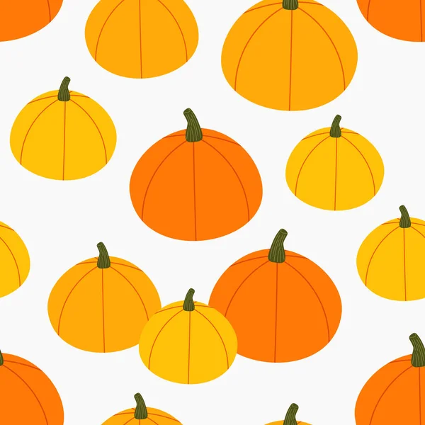 Оранжевые Тыквы Осенний Бесшовный Плоский Узор Векторная Иллюстрация Тыквенного Патча — стоковый вектор
