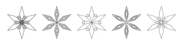 Рождественские Снежинки Звезды Линии Иконы Векторная Иллюстрация — стоковый вектор