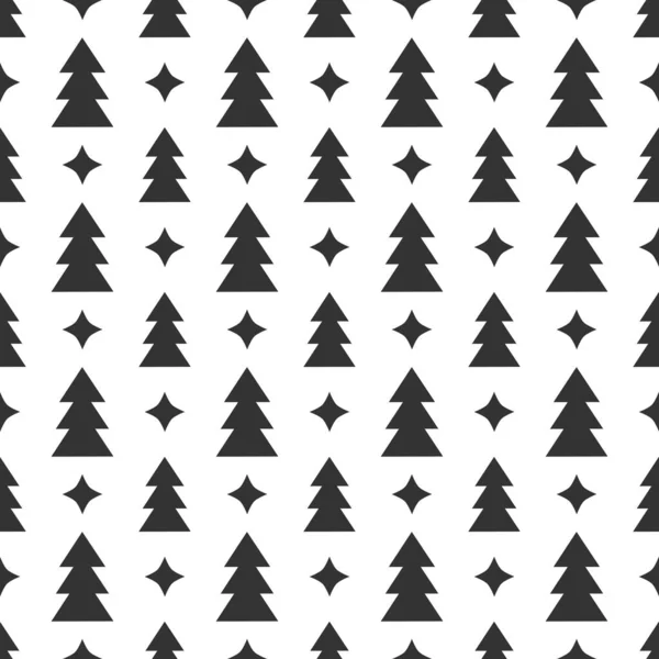 Arbres Noël Étoiles Motif Sans Couture Illustration Vectorielle — Image vectorielle