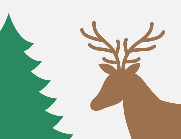 Rentiere Und Weihnachtsbaum Weihnachtskarte Hintergrund Vektorillustration — Stockvektor