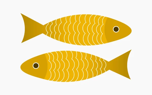 Two Gold Fish Pisces Symbol Vector Illustration — Stock Vector