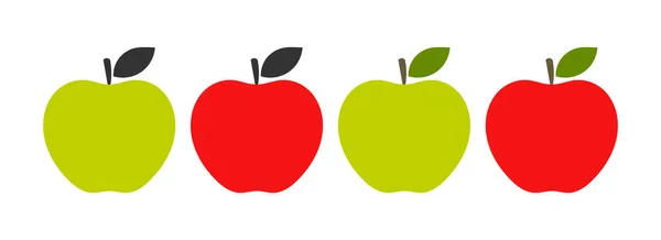Röda Och Gröna Äpplen Ikoner Isolerade Vit Bakgrund Vektorillustration — Stock vektor