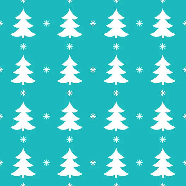 青い背景にクリスマスツリー冬の白いパターン ベクターイラスト — ストックベクタ