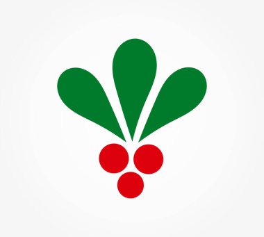 Noel kutsal ökseotu ikonu süslemesi yaprakları ve meyveler. Vektör illüstrasyonu