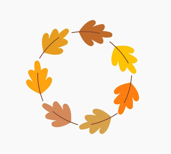Dubové Listy Podzimní Dekorativní Věnec Ikona Vektorová Ilustrace — Stockový vektor