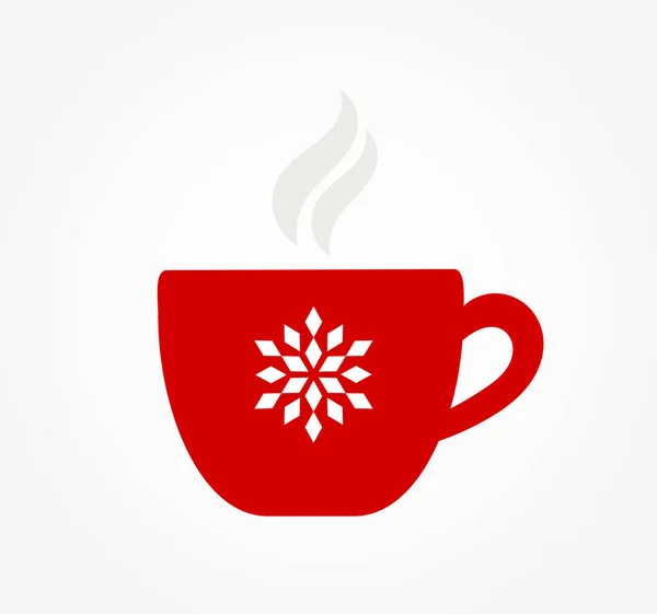 Kerst Winter Rode Koffiekopje Met Sneeuwvlok Patroon Vectorillustratie — Stockvector