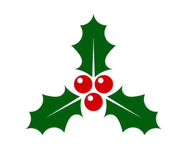 Stechpalmenbeeren Hinterlassen Ein Weihnachtssymbol Holly Icon Design Element Vektorillustration — Stockvektor