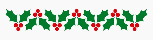 Holly Bessen Kerst Plant Symbool Grens Vectorillustratie — Stockvector