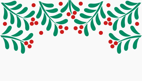 Mistletoe Branches Christmas Border Background Vector Illustration — Stock Vector