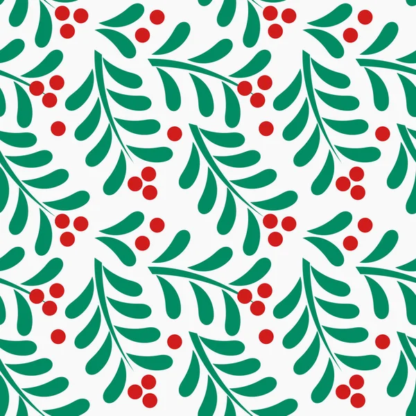 Mistletoe Branches Christmas Seamless Pattern Vector Illustration — Stock Vector
